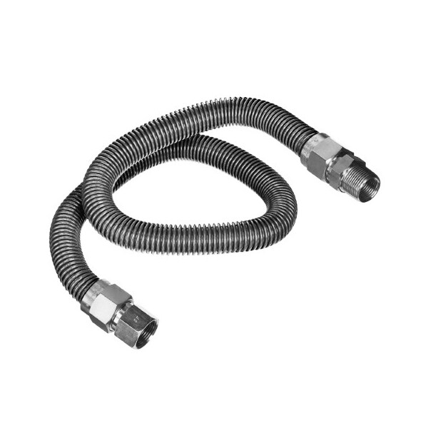 Flextron Gas Line Hose 3/8'' O.D. x 48'' Length 1/2" FIP x MIP Fittings, Stainless Steel Flexible Connector FTGC-SS14-48C - main